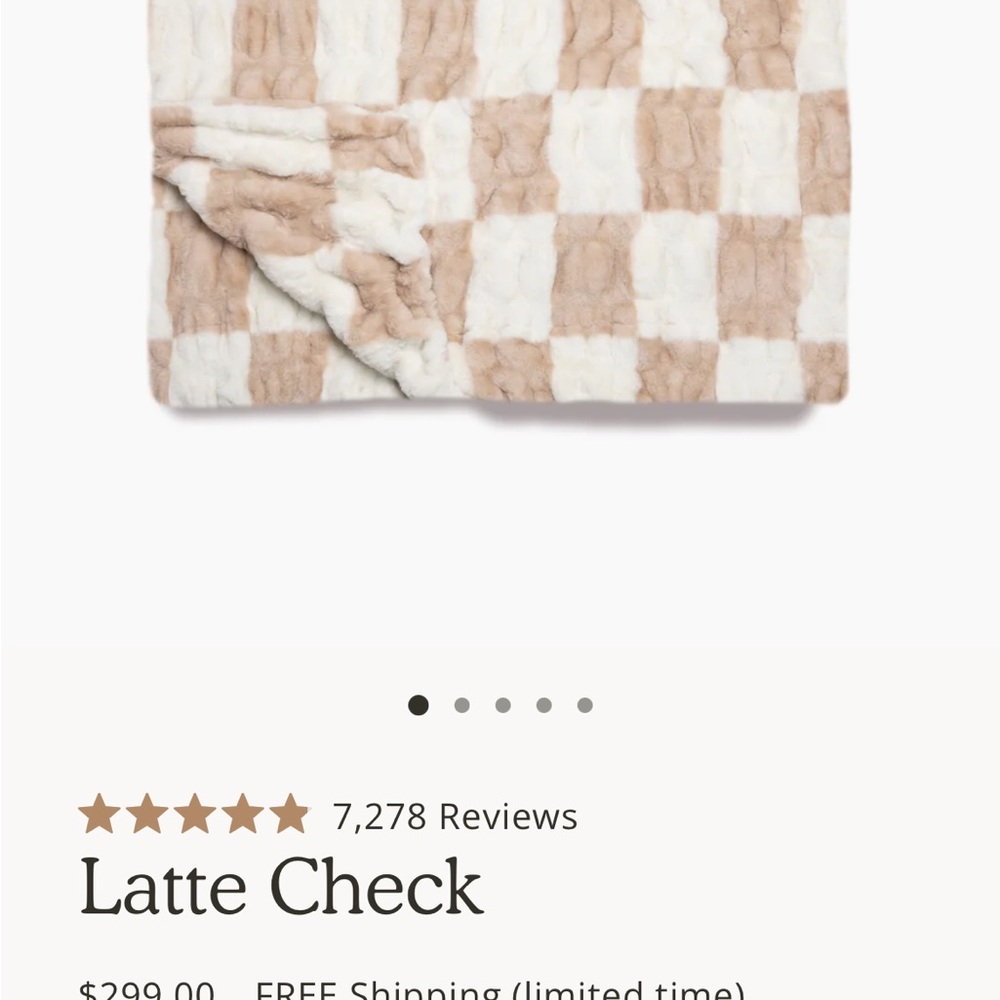 Lola Latte Check Faux Fur Throw Blanket